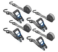 Secure Tite Pack of 4, 1" x 11.5" Ratchet Strips, Vinyl Coated S-Hooks Ratcheting Truck Straps Set, 500 lbs Cargo Ratchet Tie Down Straps. Operating Load Limit and Breaking Strength of 1500 lbs