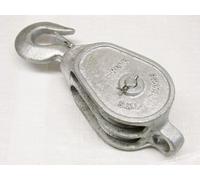 SecureFix Direct 1 Ton 5" Gmi Double Block With Swivel Hook Galvanised (18mm Fibre Rope Safety Lifting)