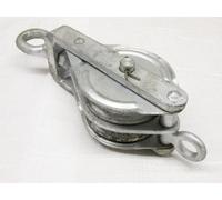 SecureFix Direct 1 Ton 80mm Galvanised Double Sheave Block With Eye (12mm Wire Rope Safety Lifting)