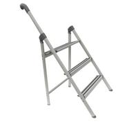 SecureFix Direct 3 Step Folding Stepladder With Handle (Stool Aluminium Safety Compact Diy Non-Slip)