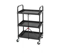 SecureFix Direct 3-Tier Folding Trolley Utility Cart 150Lb (Collapsible Tool Storage Lockable Wheels)