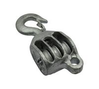 SecureFix Direct 5.4 Ton 10" Gmi Treble Block With Swivel Hook Galvanised (32mm Fibre Rope Safety Lifting)