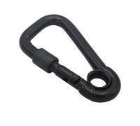 SecureFix Direct Black Assymetric Carbine Snap Hook 8mm (Locking Nut Eyelet Gate Rope Karabina)