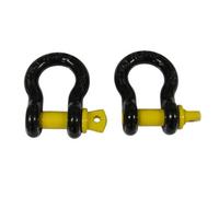 SecureFix Direct Black Yellow Lifting Bow Shackle Screw Pin 3.25 Ton X2 (3.25T Towing Recovery Connector 3250Kg)