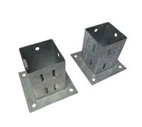 SecureFix Direct Bolt Down Fence Post Supports 100mm Wedge Grip X2 (Galvanised Fencing Base Shoe Foot)