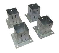 SecureFix Direct Bolt Down Fence Post Supports 75mm Wedge Grip X4 (Galvanised Fencing Base Shoe Foot)