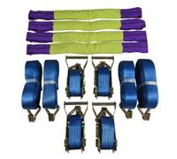 SecureFix Direct Car Trailer Transporter Recovery Straps (35mm 6M Set Of 4 Truck Heavy Duty Alloy Wheel Blue)