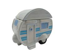 SecureFix Direct Caravan Trinket Box With Lid (Ceramic Pot Small Decorative Jewellery Case)