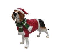 SecureFix Direct Christmas Beagle Dog Festive Figurine (Xmas Animal Statue Ornament)