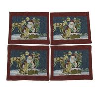SecureFix Direct Christmas Table Place Mats X4 (Xmas Festive Fabric Red Santa Decoration)