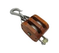SecureFix Direct Double Wood Block With Hook 1.7 Ton 8" (24mm Wire Rope Wooden)