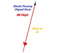 SecureFix Direct Electric Fence Pigtail Post X25 (102Cm Spring Steel Insulator Red Spare Top)
