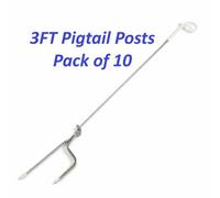 SecureFix Direct Electric Fence Pigtail Posts White 3Ft X10 (Double Steel Spike Poly Fencing)