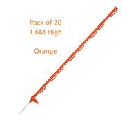 SecureFix Direct Electric Fence Poly Posts 1.6M X 20 (Orange Fencing Stake Plastic 1600mm)