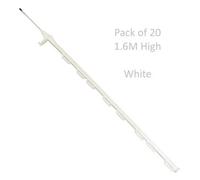 SecureFix Direct Electric Fence Poly Posts 1.6M X 20 (White Fencing Stake Plastic 1600mm)