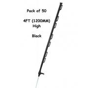 SecureFix Direct Electric Fence Poly Posts 4Ft Black - Pack Of 40 (Fencing Stake Plastic 1200mm)