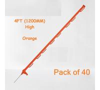 SecureFix Direct Electric Fence Poly Posts 4Ft Orange - Pack Of 40 (Fencing Stake Plastic 1200mm)