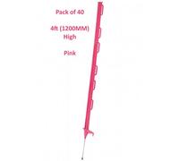 SecureFix Direct Electric Fence Poly Posts 4Ft Pink - Pack Of 40 (Fencing Stake Plastic 1200mm)
