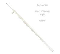 SecureFix Direct Electric Fence Poly Posts 4Ft White - Pack Of 40 (Fencing Stake Plastic 1200mm)