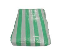 SecureFix Direct Heavy Duty Tarpaulin Ground Sheet - 6M X 4.5M (130Gsm Green And White Striped Waterproof Cover Tarp Eyelets)