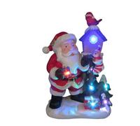 SecureFix Direct Light Up Santa Birdhouse Christmas Figurine (Xmas Ornament Led Decoration Robin)