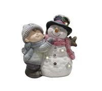 SecureFix Direct Light Up Snowman And Boy Christmas Ornament (Festive Xmas Led Lighted Figurine)