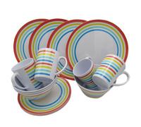 SecureFix Direct Melamine Dinner Set 16 Piece (Outdoor Camping Picnic Caravan Dinnerware Rainbow)