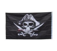 SecureFix Direct Pirate Ship Flag (Jolly Roger Skull And Crossbones Boat Large Novelty)