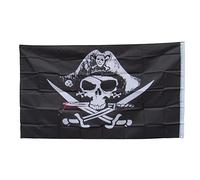 SecureFix Direct Pirate Ship Flag (Jolly Roger Skull And Crossbones Boat Large Novelty), Multicolor, 1560MM X 900MM