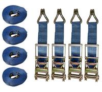 SecureFix Direct Ratchet Tie Down Straps 75mm 10T 15M X4 (Heavy Duty Lashing Ton Claw J Hook)