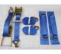 SecureFix Direct Recovery Ratchet Strap Set 50mm X 4M X2 (Oval Links Alloy Wheel Tie Down Trailer Kit)