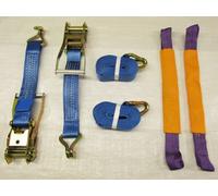 SecureFix Direct Recovery Ratchet Strap Set 50mm X 4M X2 (Round Slings Alloy Wheel Tie Down Trailer Kit)