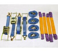 SecureFix Direct Recovery Ratchet Strap Set 50mm X 4M X4 (Round Slings Alloy Wheel Tie Down Trailer Kit)