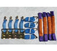 SecureFix Direct Recovery Ratchet Strap Set X4 (35mm X 4M Round Sling Alloy Wheel Tie Down Trailer Kit)
