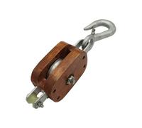 SecureFix Direct Single Wood Block With Hook 0.5 Ton 5" (16mm Wire Rope Wooden)
