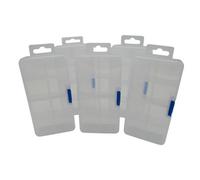 SecureFix Direct Small Storage Organizer Boxes X5 (Compartments Clear Plastic Container Case Hanging Lid)