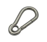 SecureFix Direct Stainless Steel Carabiner Clip Snap Hook With Eyelet 10mm (Wire Rope Carbine Locking Karabina Gate Rigging)
