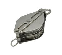 SecureFix Direct Stainless Steel Double Pulley Block 100mm (Wheel Swivel Eye Rope Becket)