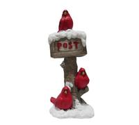 SecureFix Direct Three Birds Postbox Christmas Figurine (Xmas Decoration Ornament Figure)
