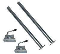 SecureFix Direct Trailer Prop Stand Drop Tubes & Clamps 34mm X 600mm X2 (Caravan Support Leg Zinc Plated)