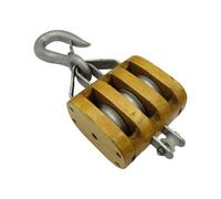 SecureFix Direct Treble Wood Block With Hook 0.5 Ton 3" (10mm Wire Rope Wooden)