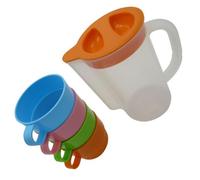 SecureFix Direct Water Jug With Lid & Cups 900Ml (Plastic Pitcher Fridge Spout)
