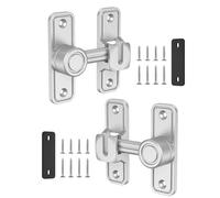 SecureLatch 90/180 Degree Flip Barn Door Lock, Heavy Duty Sliding Door Latch Zinc Hardware- Privacy Protection for Barn, Window, Gate, Garden, Bathroom, Cabinet (Silver-2PCS)