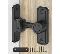 SecureLatch 90/180 Degree Flip Barn Door Lock, Heavy Duty Sliding Door Latch Zinc Hardware- Small Locks for Barn, Pocket, Window, Garden, Bathroom, Bedroom (Black-1PC)