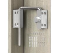 SecureLatch Sliding Door Lock with Locking Button, Barn Door Lock Silver | Solid Aluminium Alloy, 90/180 Degree Adjustment, Anti-Pry for Sliding Glass Door, Barn, Screen, Patio Door Lock, 1PC
