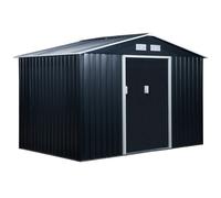 Securely Store Garden Equipment with 9x6FT Metal Roofed Storage - Dark Grey