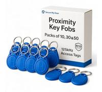 SecureMyDoor - 30x RFID Proximity Fobs in Blue - Token - Fob - Tag - 125kHz Card Key - Ideal for Digital Keypad | Proximity Reader | Door Entry Access Control Security System (30)
