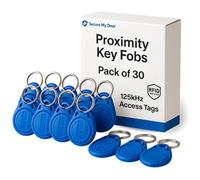 Securemydoor - 30X Rfid Proximity Fobs In Blue - Token - Fob - Tag - 125Khz Card Key - Ideal For Digital Keypad Access Control
