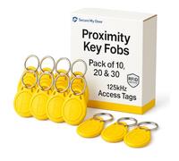 SecureMyDoor - 30x RFID Proximity Fobs in Yellow - Token - Fob - Tag - 125kHz Card Key - Ideal for Digital Keypad | Proximity Reader | Door Entry Access Control Security System