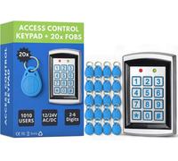 SecureMyDoor Access Control Ip65 Proximity Keypad With 20X Proximity Rfid Fobs For Indoor & Outdoor Use, 12-24V, Stores 1000 Cards And Pins